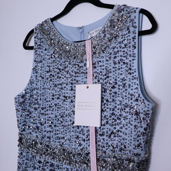 MAC DUGGAL NEW 10839 Sequined Sleeveless Floor LengthDress Slate Blue Women's 8 - Picture 5 of 12